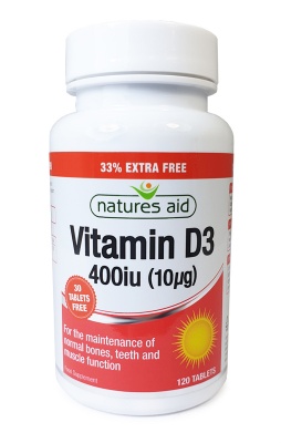 Natures Aid Vitamin D3 400iu (10ug) 120 tabs (90+30 Free)